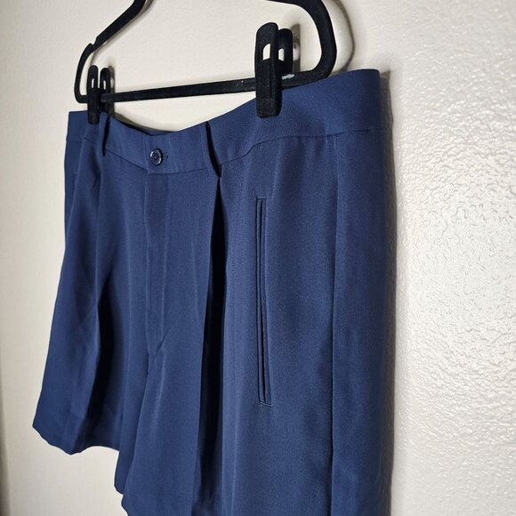 Ralph Lauren 18 Navy Blue Pleated Dress Shorts Belt Loops Old Money Nautical - Picture 2 of 5